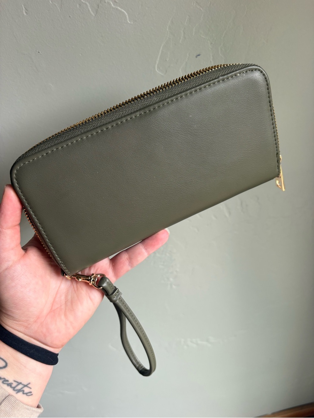 Olive Green Zip-Around Wristlet Wallet - Women Bags